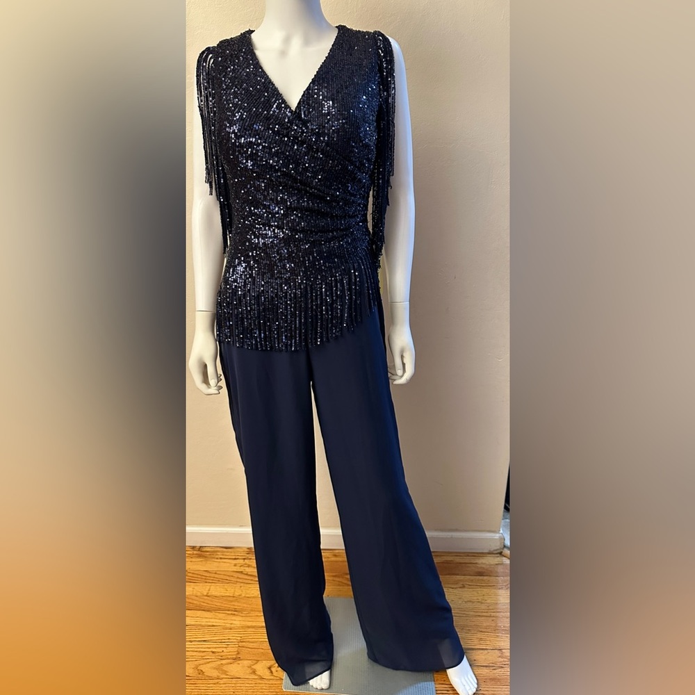 Formal Navy Sequin Jumpsuit